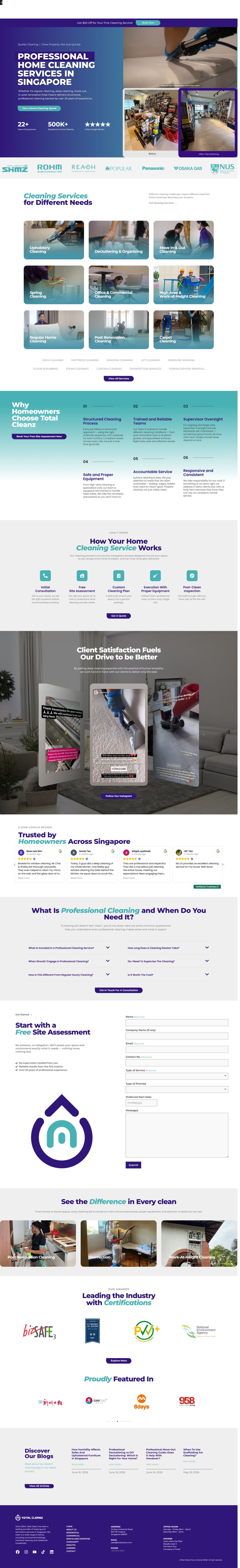 Total Cleanz website and creative